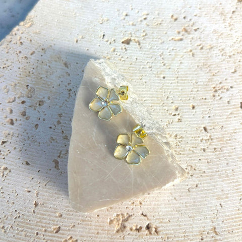 Gold Plated Pearlescent Stud Earrings