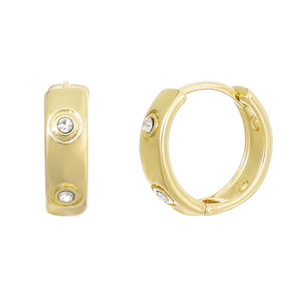 14k Gold Plated CZ-Dotted Hoop Earrings