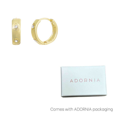 14k Gold Plated CZ-Dotted Hoop Earrings