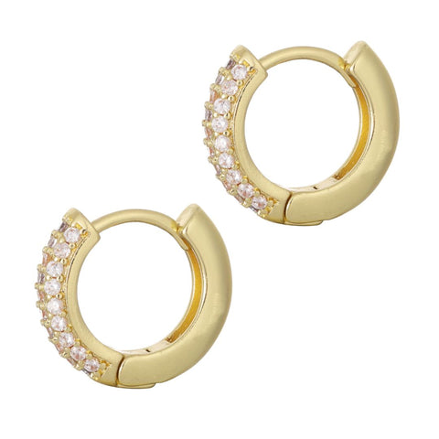 14k Gold Plated CZ Huggie Chubby Hoops
