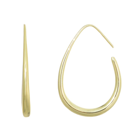 14k Gold Plated Wire Drop Hoops with Stoppers