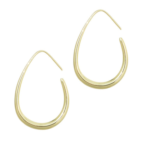 14k Gold Plated Wire Drop Hoops with Stoppers
