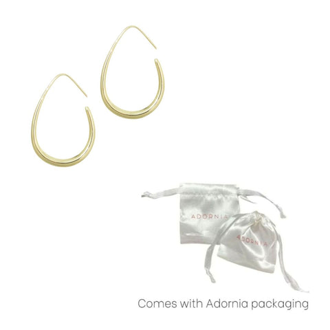 14k Gold Plated Wire Drop Hoops with Stoppers
