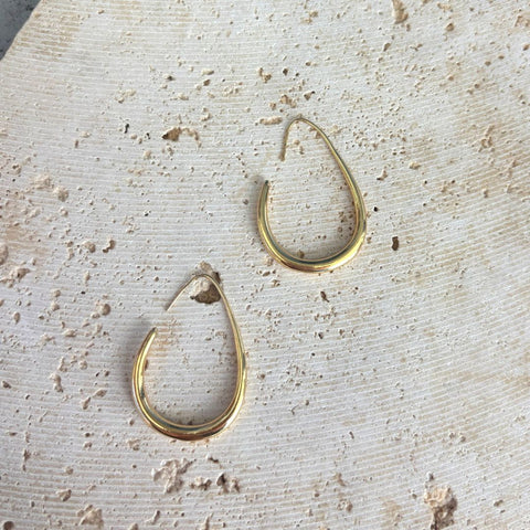 14k Gold Plated Wire Drop Hoops with Stoppers