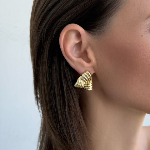 14k Gold Plated Statement Triangle Stud Earrings