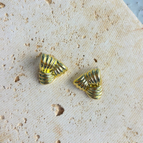 14k Gold Plated Statement Triangle Stud Earrings