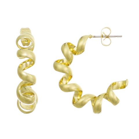 14k Gold Plated Lightweight Coil Hoop Earrings