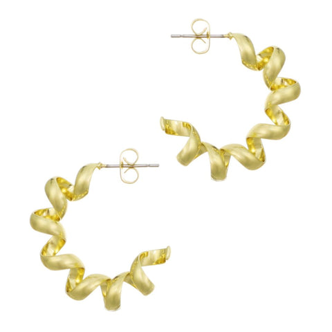 14k Gold Plated Lightweight Coil Hoop Earrings