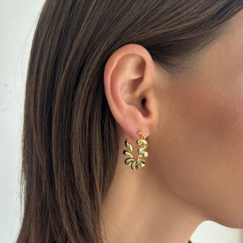 14k Gold Plated Lightweight Coil Hoop Earrings