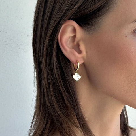 14k Gold Plated Clover and Freshwater Pearl 3-Piece Earring Set