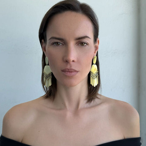 Gold Plated Drop Statement Earrings