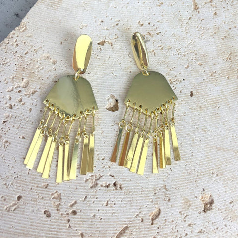 Gold Plated Drop Statement Earrings