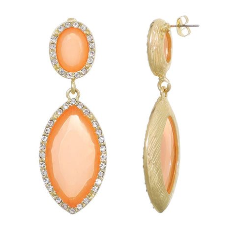 Gold Plated Peach Crystal Statement Earrings