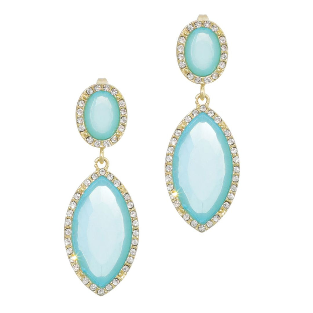 Gold Plated Blue Crystal Statement Earrings