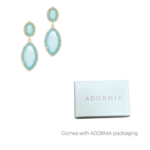 Gold Plated Blue Crystal Statement Earrings