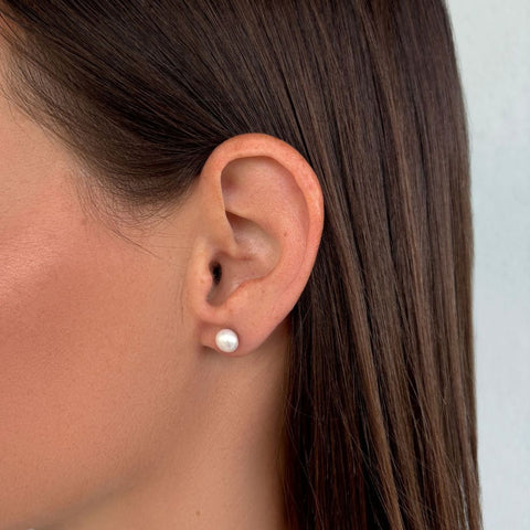 5mm Freshwater Pearl and 18K Gold Ball Stud Earring Set