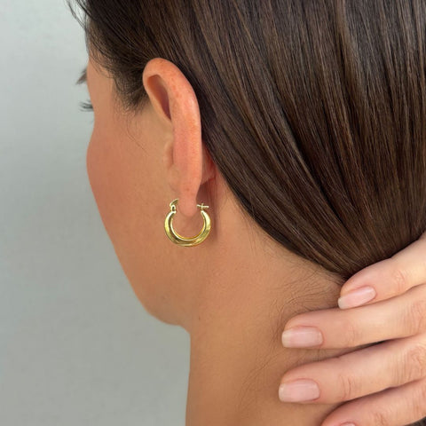 14k Gold Plated Set of 2 Purse Hoop Earrings