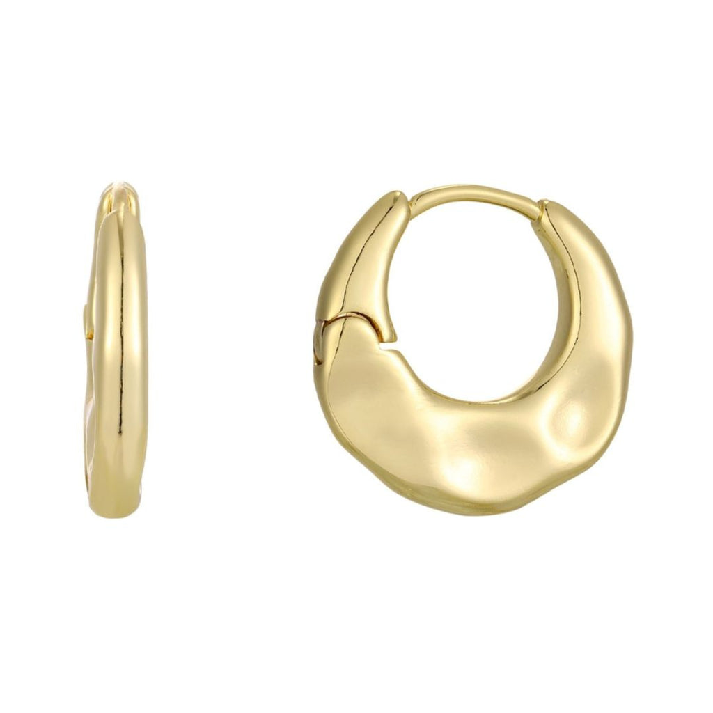 14k Gold Plated Hammered Purse Hoop Earrings