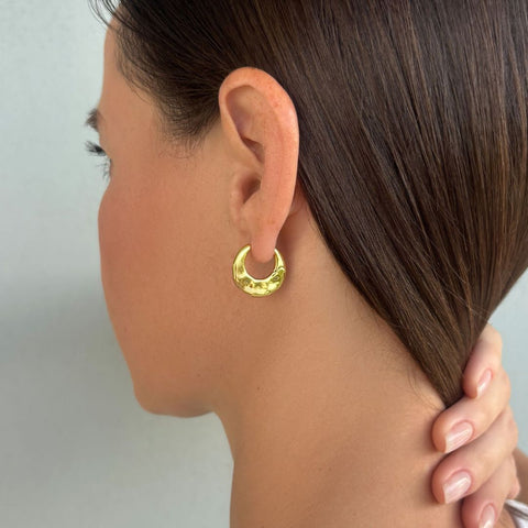 14k Gold Plated Hammered Purse Hoop Earrings