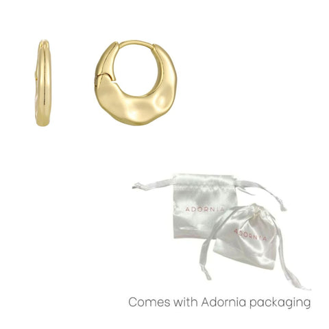 14k Gold Plated Hammered Purse Hoop Earrings