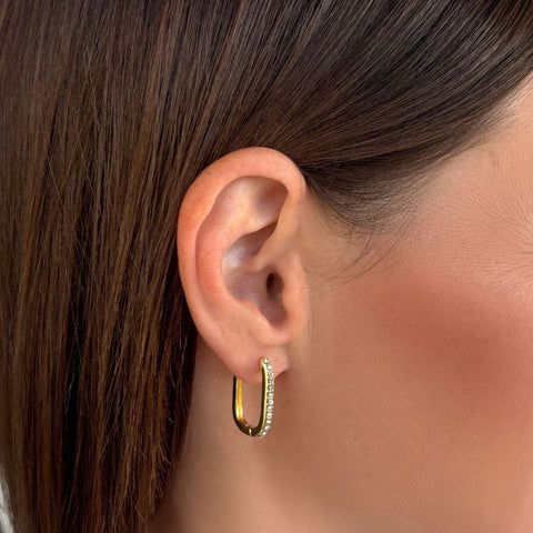 14k Gold Plated Set of 3 Rectangle Hoop Earrings