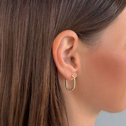 14k Gold Plated Set of 3 Rectangle Hoop Earrings