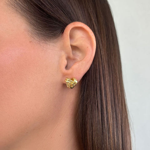 14k Gold Plated Knot Stud Earrings