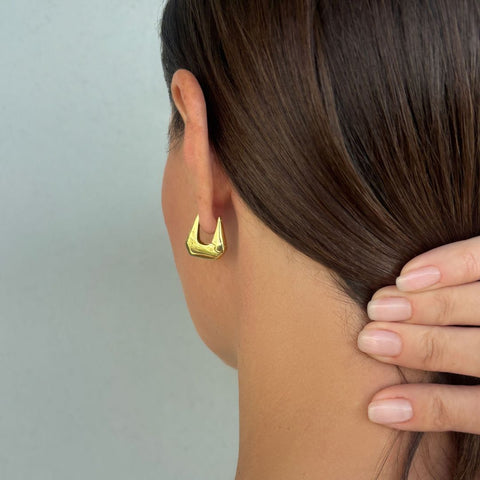 14k Gold Plated Nouveau Purse Hoop Earrings