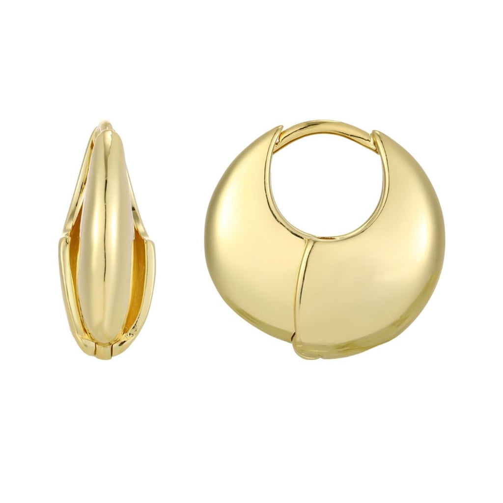 14k Gold Plated Louvre Purse Hoop Earrings