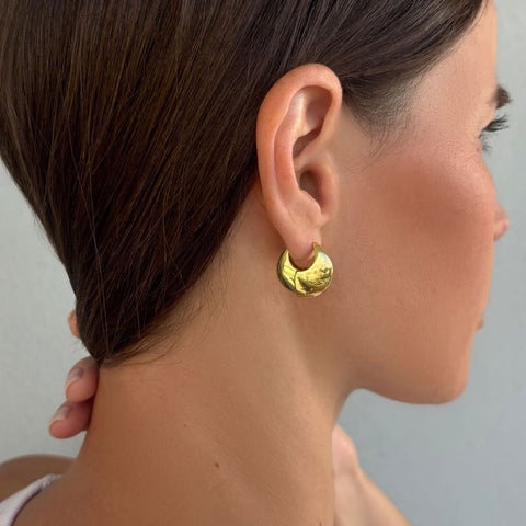 14k Gold Plated Louvre Purse Hoop Earrings