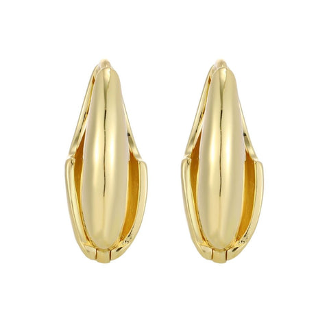 14k Gold Plated Louvre Purse Hoop Earrings