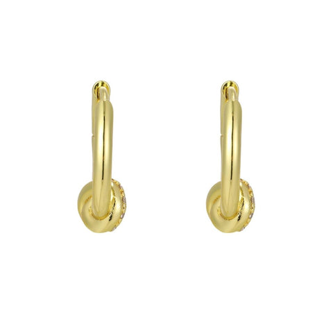 14k Gold Plated CZ Knot Invisble Hoop Earrings