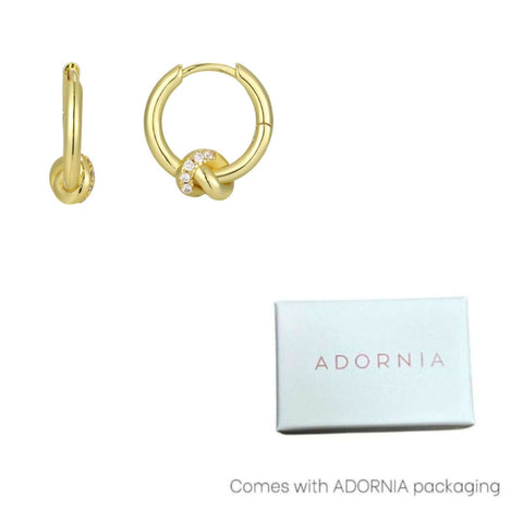 14k Gold Plated CZ Knot Invisble Hoop Earrings