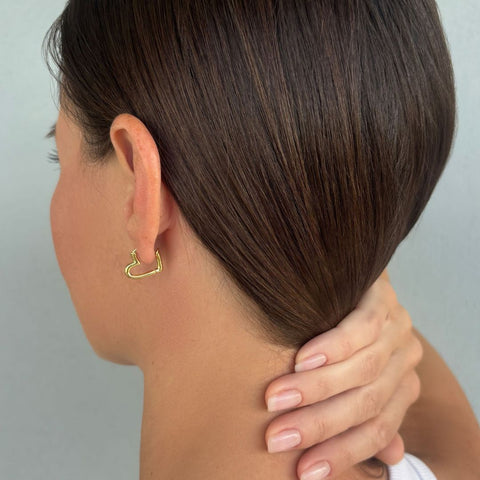 14k Gold Plated Heart Hoop Earrings