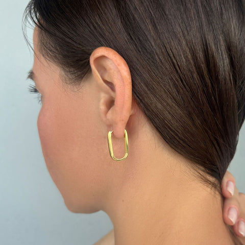14k Gold Plated Laperouse Rectangle Hoop Earrings
