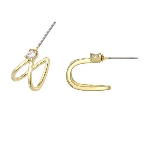 14k Gold Plated CZ Wrap Around Huggie Earrings