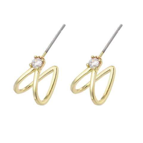 14k Gold Plated CZ Wrap Around Huggie Earrings