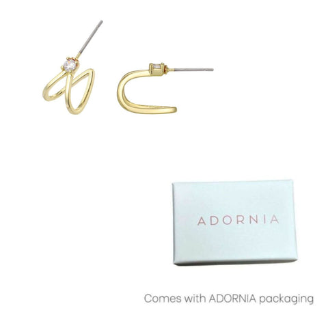 14k Gold Plated CZ Wrap Around Huggie Earrings