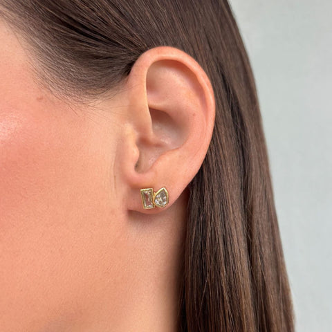14k Gold Plated CZ Opera Earrings