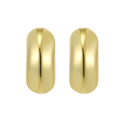 14k Gold Plated Chubby Hoop with Magnetic Ball Back Earrings