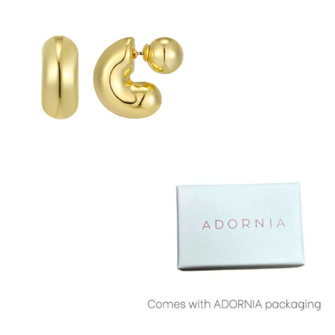 14k Gold Plated Chubby Hoop with Magnetic Ball Back Earrings