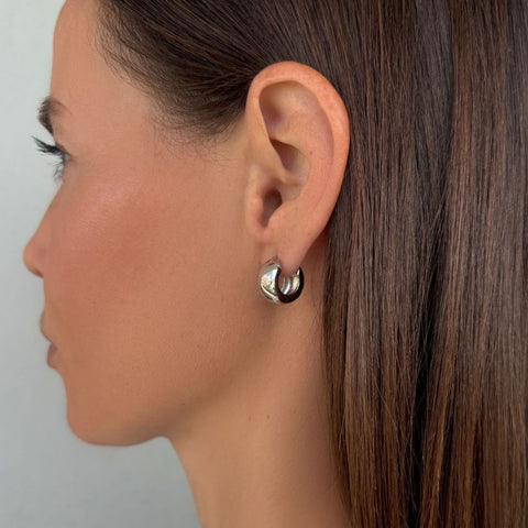 Silver Plated Chubby Purse Hoop Earrings