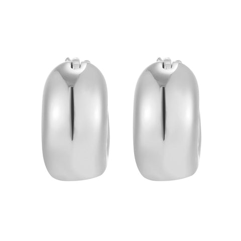Silver Plated Chubby Purse Hoop Earrings