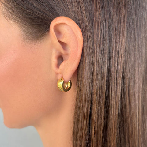 14k Gold Plated Chubby Purse Hoop Earrings