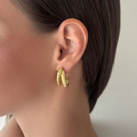 14k Gold Plated Double Hoop Earrings