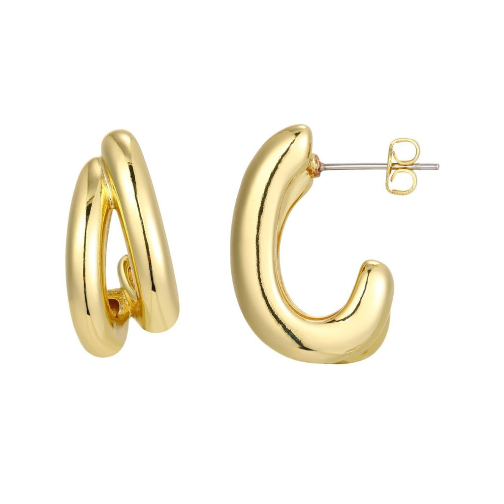14k Gold Plated Double Hoop Earrings