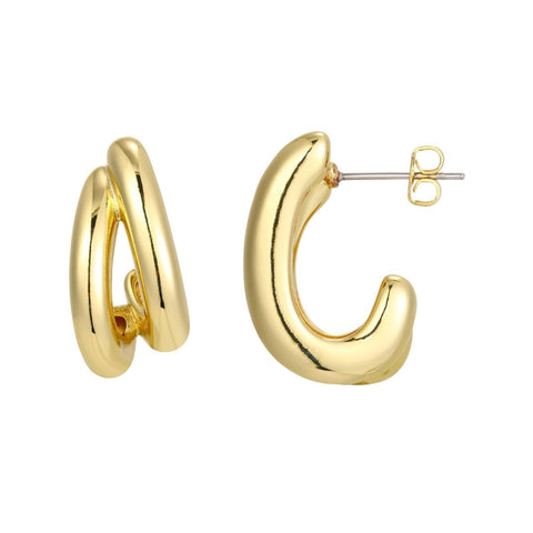 14k Gold Plated Double Hoop Earrings