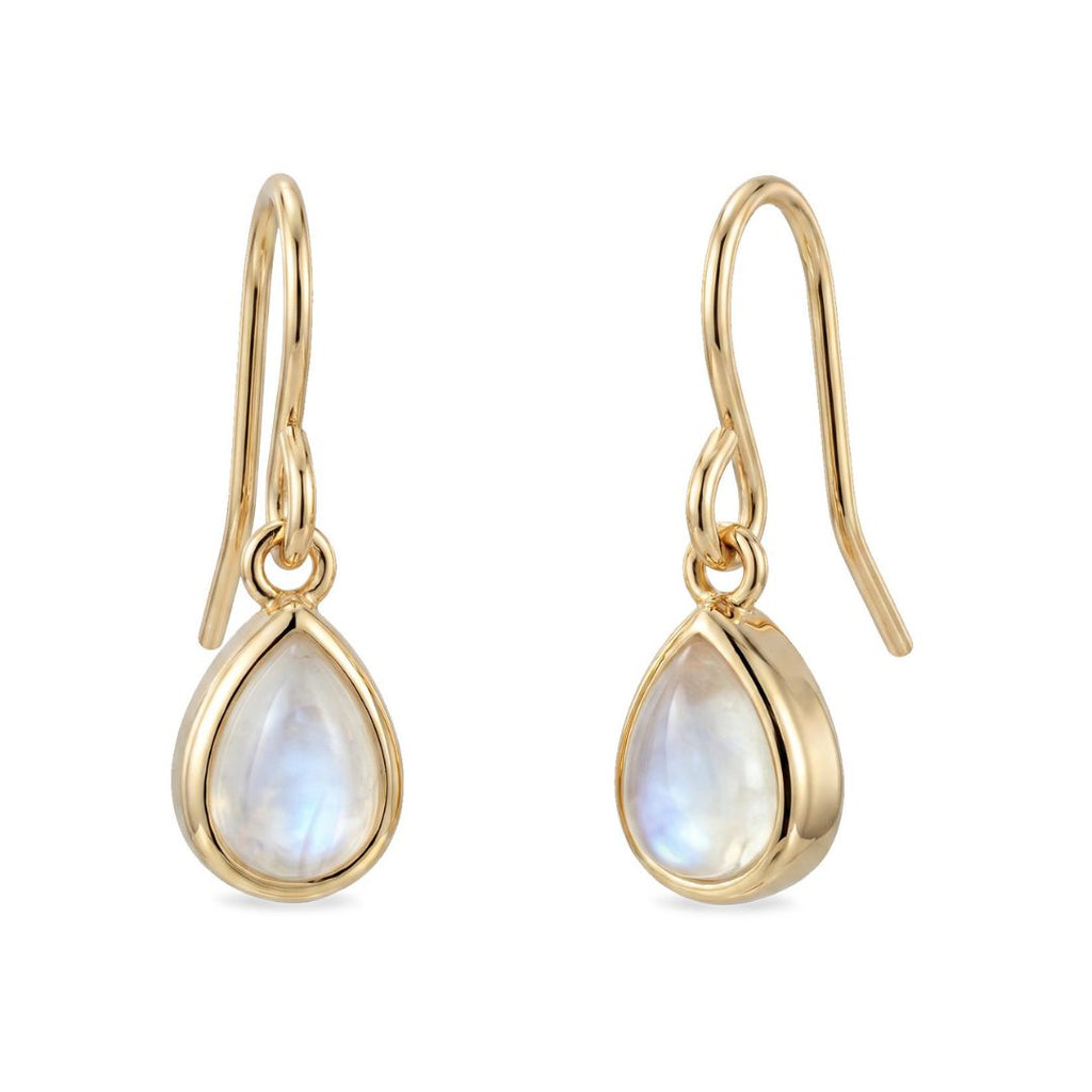 14k Gold Plated Pear Drop Moonstone Earrings