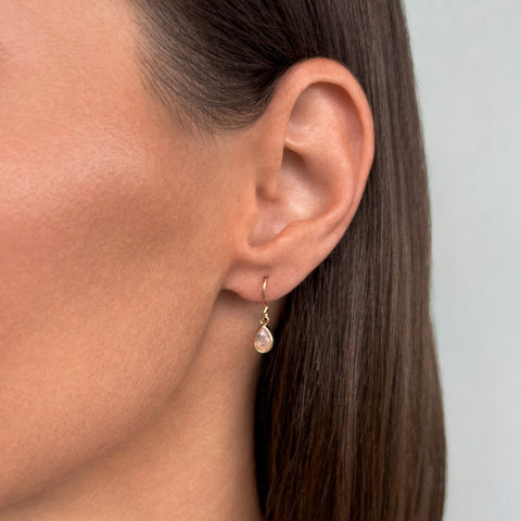 14k Gold Plated Pear Drop Moonstone Earrings