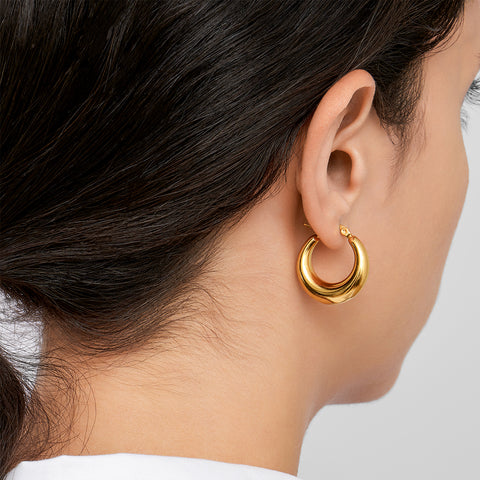 Domed Hoop Earrings gold